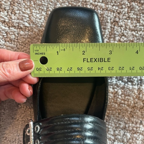 Dolce Vita Arora Black Leather Flats with Silver Buckle, Square Toe, Ballet, 6 - Picture 13 of 15